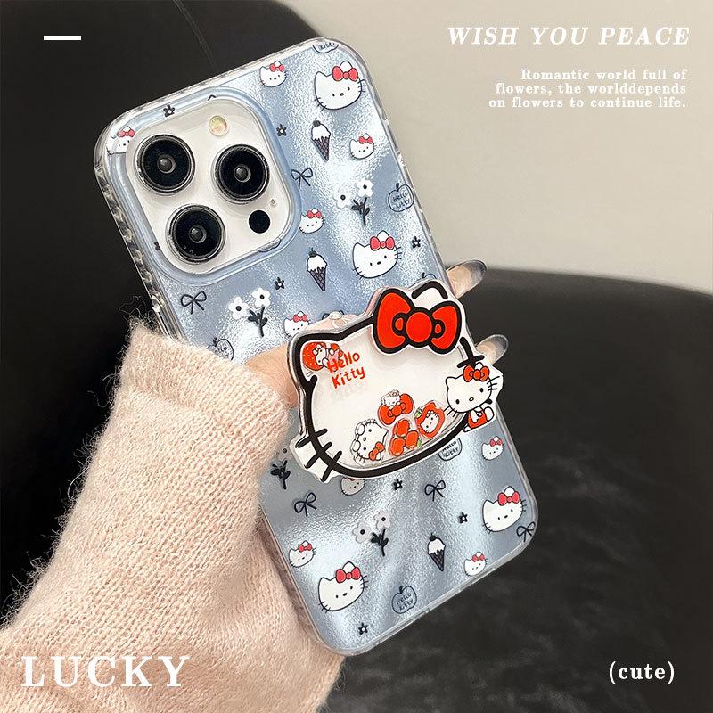 Cute Katie Head Stand Suitable for Apple 16pro Mobile Phone Case IPhone 15 Pro Case 14 13 Large Hole Hard Shell