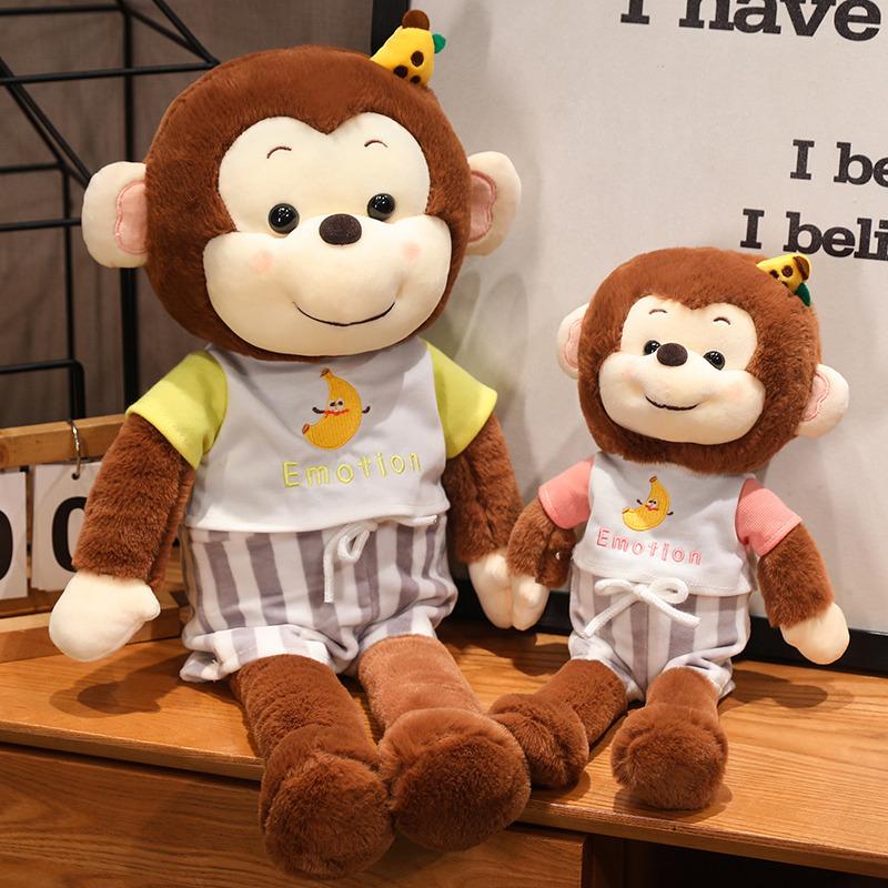 Zoo Long-Arm Monkey Plush Toy Cute Banana Monkey Doll Children'S Bed Sleeping Doll Birthday Gift