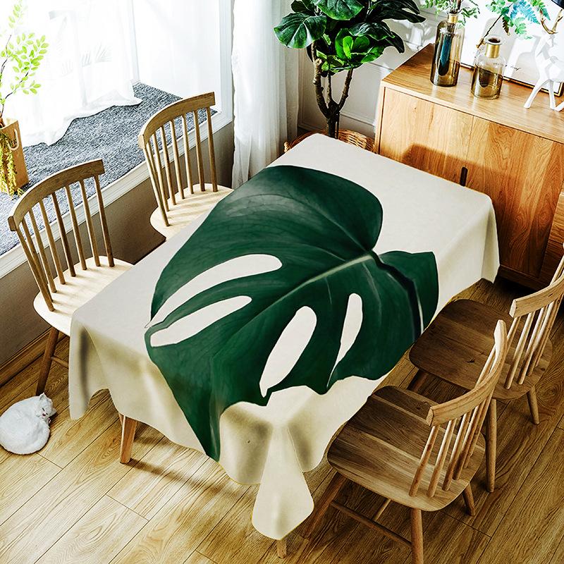 Obrus z wzorem sowy Kreatywny charakter Zielony liść i ptak Poliester Wygodny wodoodporny obrus do domu
