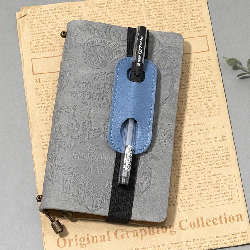 Creative PU Leather Pen Clip Holder Elastic Band Design Portable Pen Organizer for Notebook Diary Work Travel Use