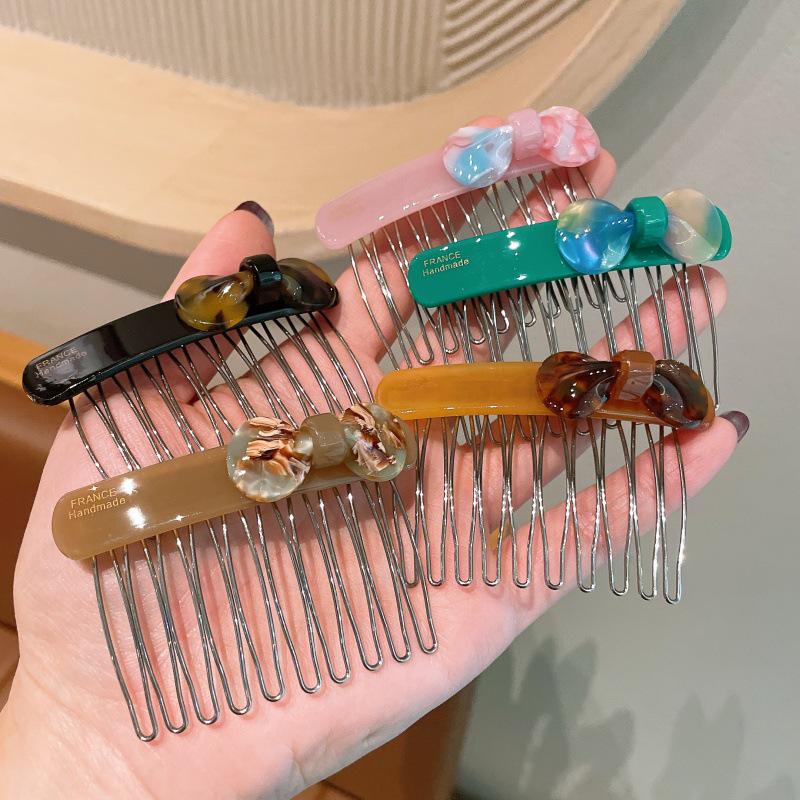Korean Style Elegant Acetate Hair Comb with Bow Knot