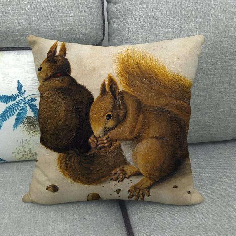 Autumn Animals: Dogs, Squirrels, Wolves, Raccoons Digital Printing Short Plush Pillow Covers For Car Sofa Office Cushion Cover
