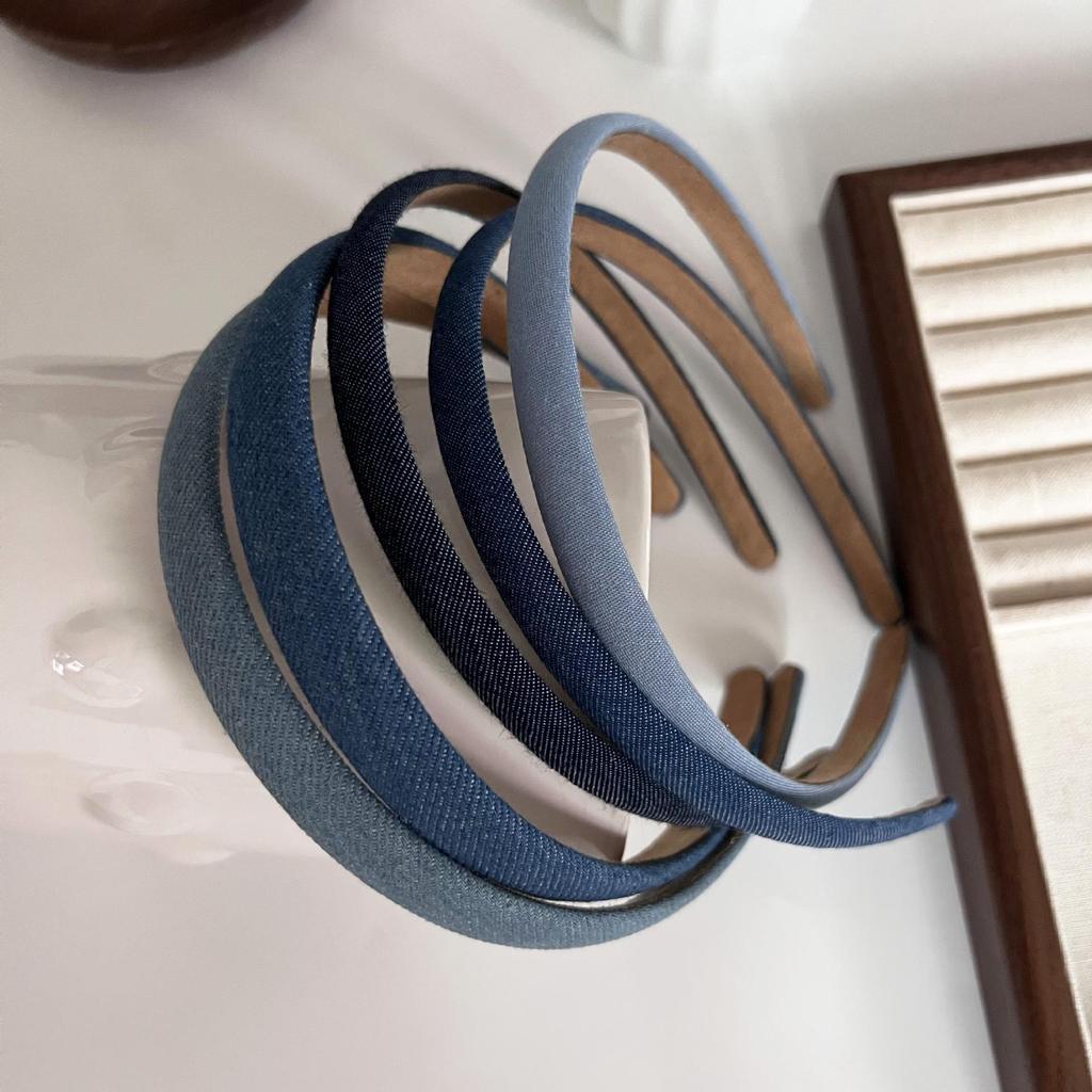 Retro Mori-stil Blått Denim Pannebånd for Kvinner - Elegant, Allsidig og Slankt Hårtilbehør