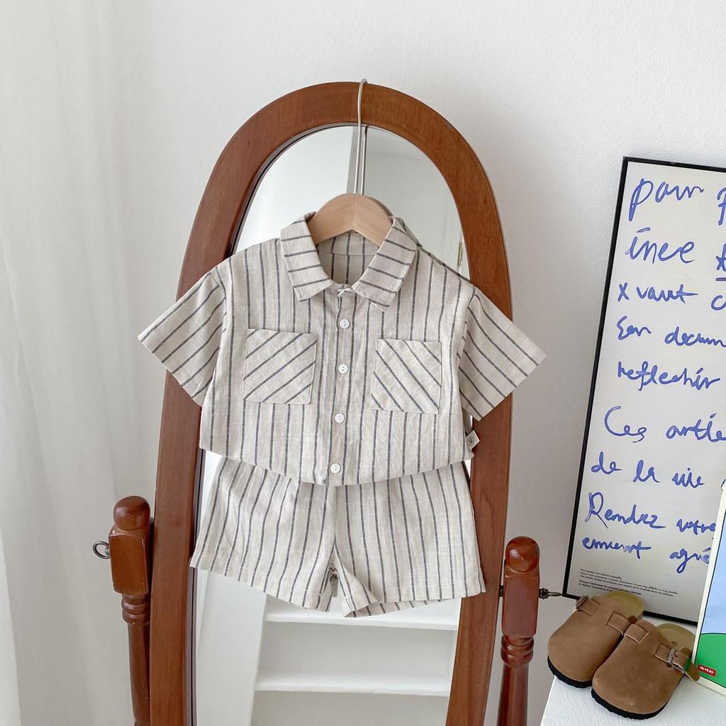 Korean Style Boys' Summer Suit: Formal 0-4 Years Short Sleeve Shirt, Shorts, & Bow Tie for Baby's First Birthday