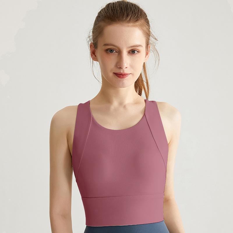 Shockproof Breathable Back Fitness Top With Bra Pads Sports Underwear For Women