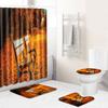 Scenic Shower Curtain Floor Mat Combination Four-Piece Set Bathroom Toilet Carpet Shower Room Mat Doormat