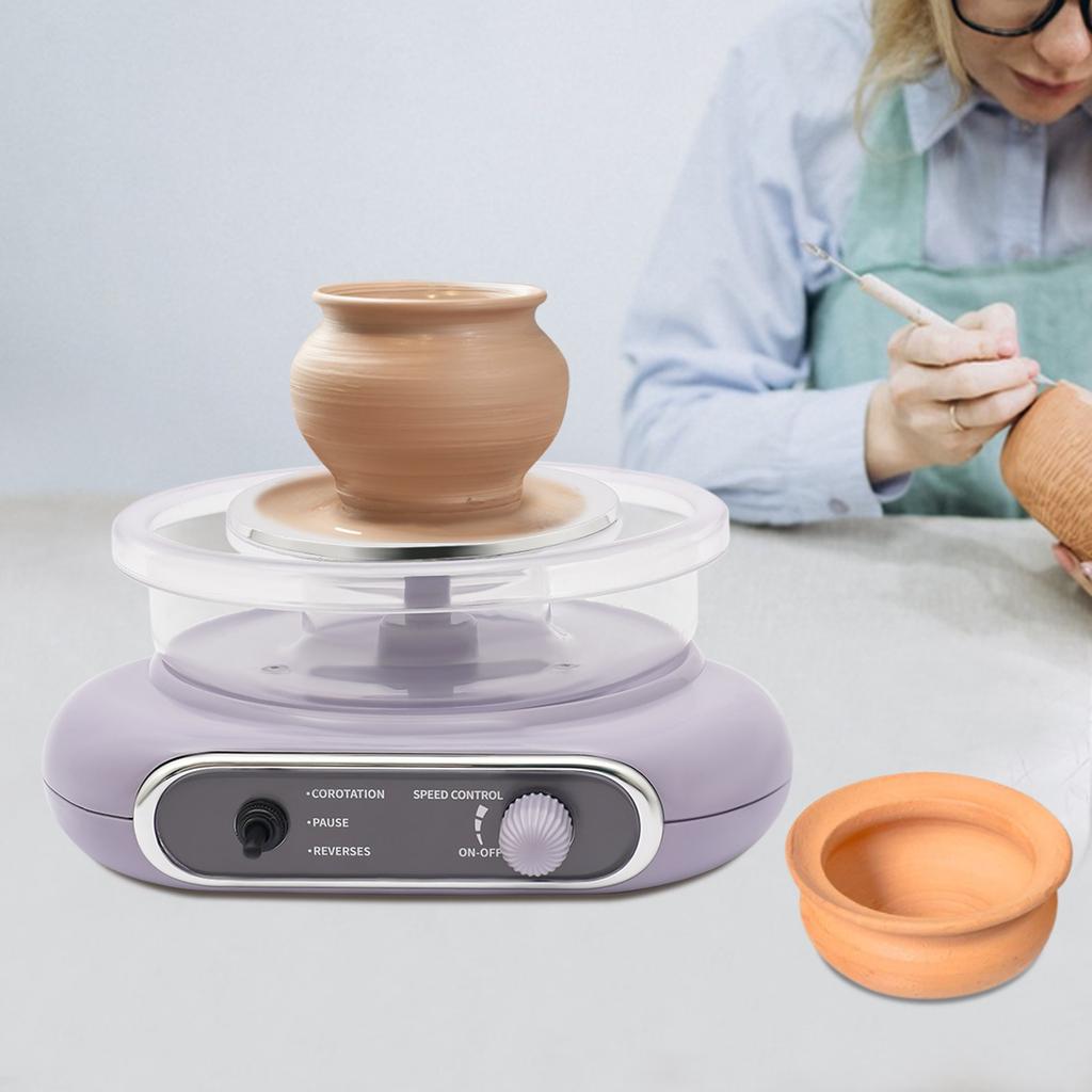 Bymaocar Electric Adjustable Speed Pottery Making Machine, Mini Pottery Wheel Set Equipment, DIY Pottery Handmade Making Tools