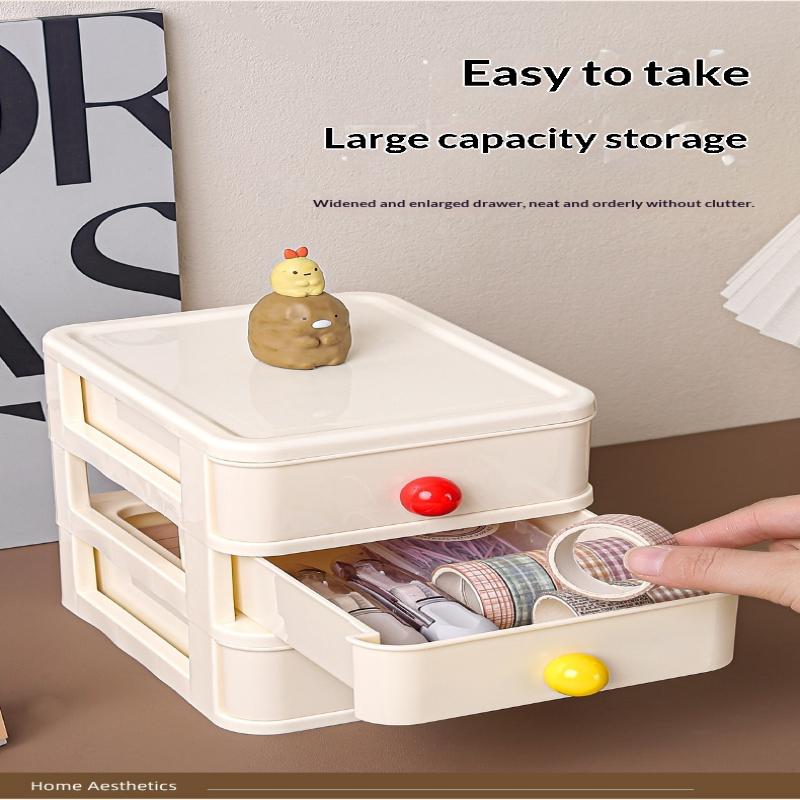 Dopamine Desktop Storage Cabinet Drawer Type Student Desk Stationery Storage Box Hair Tie Hair Clip Jewelry Organizer