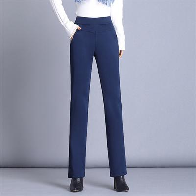 Winter Warm Thick Fleece High Waist Women's Straight Capris Pants for Women Baggy Pants Woman Trousers  Black White
