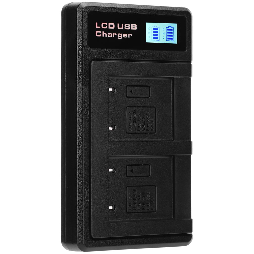 Portable Camera Battery Charger for LI‑40B USB Camera Dual Charger with LCD Display