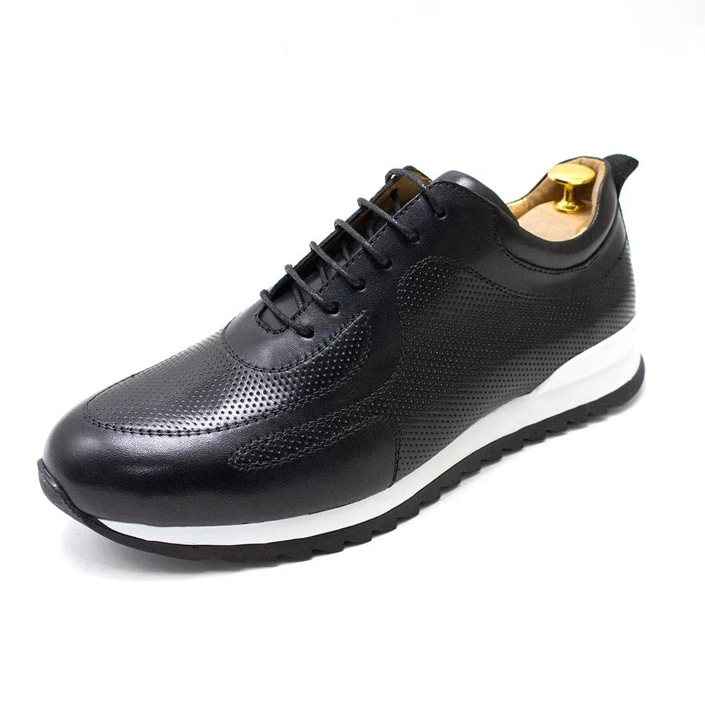 Fashion Luxury Mens Genuine Leather Sneakers Lace-Up Comfortable Oxford Classic Casual Shoes for Men Outdoor Street Travel Flat Footwear
