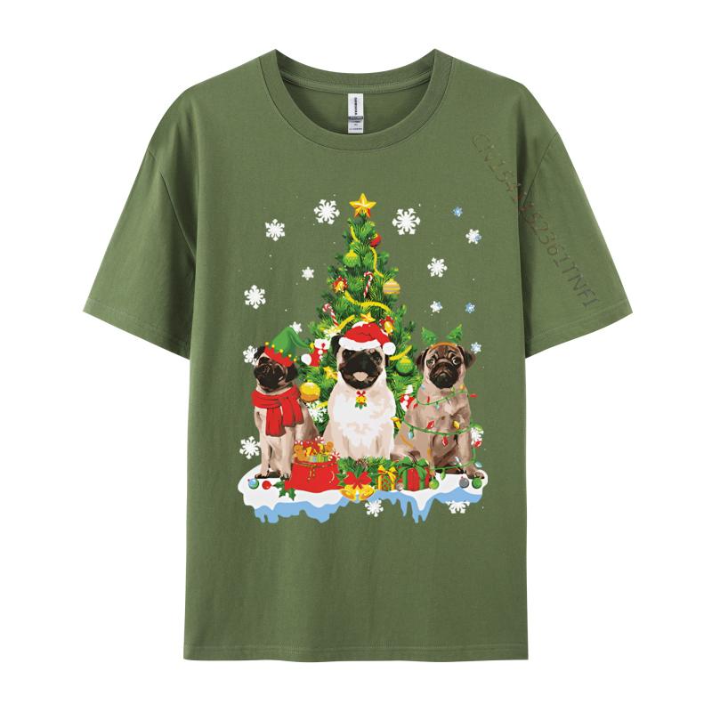 

Christmas Pug Dog Xmas Dog Lover Fur Pajama Tshirts High Street Tops Tees Designer Cotton Male T Shirt New Design 4XL