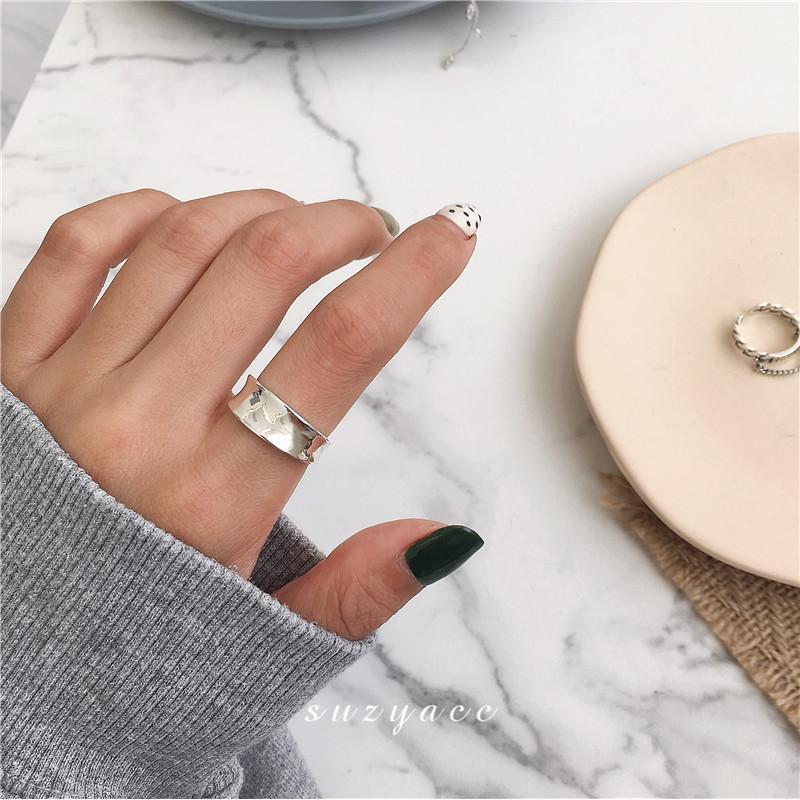 Elegantní S925 Ryzí Stříbro Minimalistický Nepravidelný Prsten Nastavitelná Velikost Ideální Pro Jakoukoli Příležitost