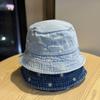 New vintage washed denim fisherman hat for women, cute small flower pot hat for spring and summer, versatile and face-slimming, trendy sun hat