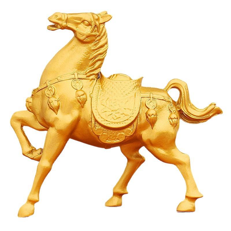 Premium Lucky Horse Gold Figurine Home Desktop Craft Zodiac Metal Alloy Ornament for Success Prosperity Decor