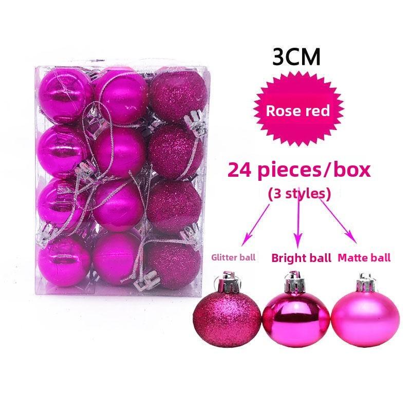 30mm Pack 24 Christmas Matte And Glitter Decor Ball Festival Props Atmosphere