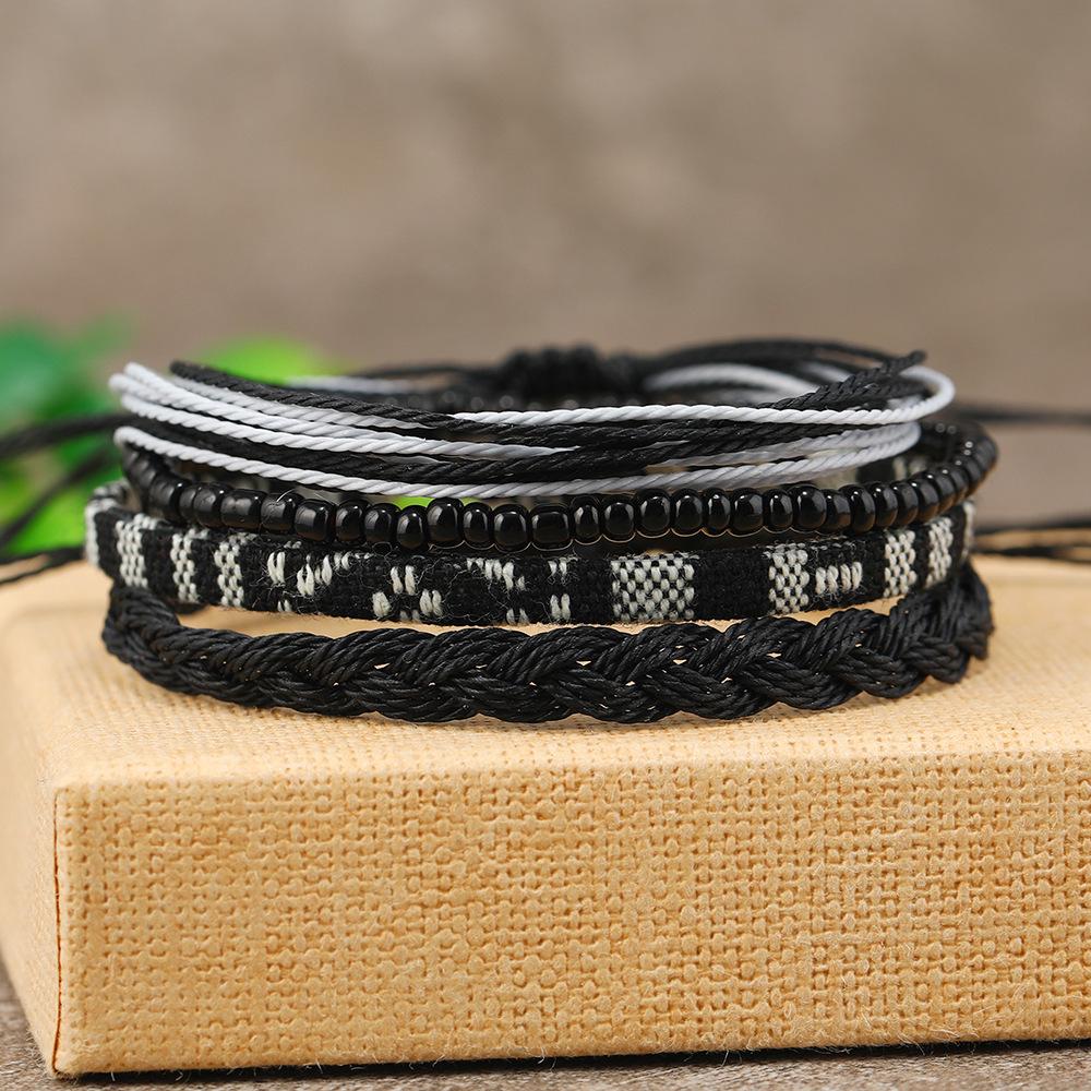 4 /24 Pcs Boho Surfer Bracelet Anklets Braided Bracelet Colorful String Rope Ankle Bracelets Waterproof Summer Beach Zircon