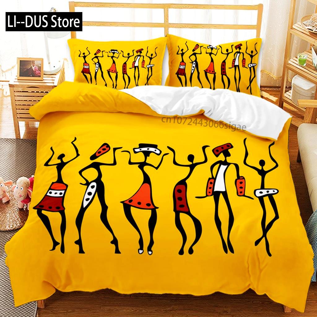 

Африканська підодіяльник Мікрофібра Етнічний Афро Полуторний Постільний Комплект Афроамериканська Наволочка Помаранчевий Стародавня Пустеля Покривало EU Single(135*200cm)3pcs