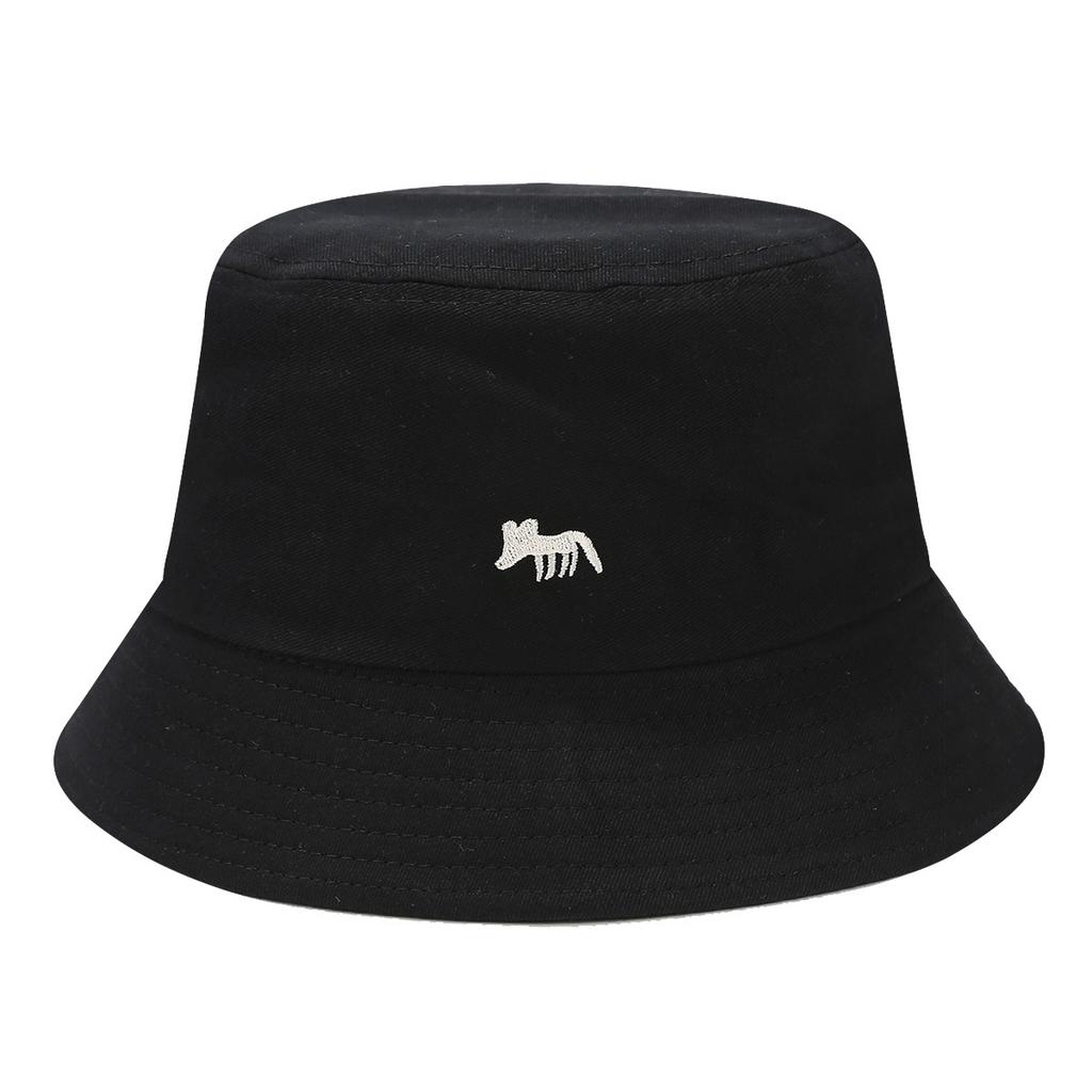Cartoon fox embroidered bucket hat women fashion hipster sun hat summer college style couple foldable basin hat