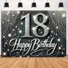 Sfondo Banner 2D Argento Scintillante per Festa di 18° Compleanno Photo Booth