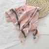 Girls pink cotton and linen small square scarf women's 1116 summer new sweet versatile neck scarf small scarf tied hair