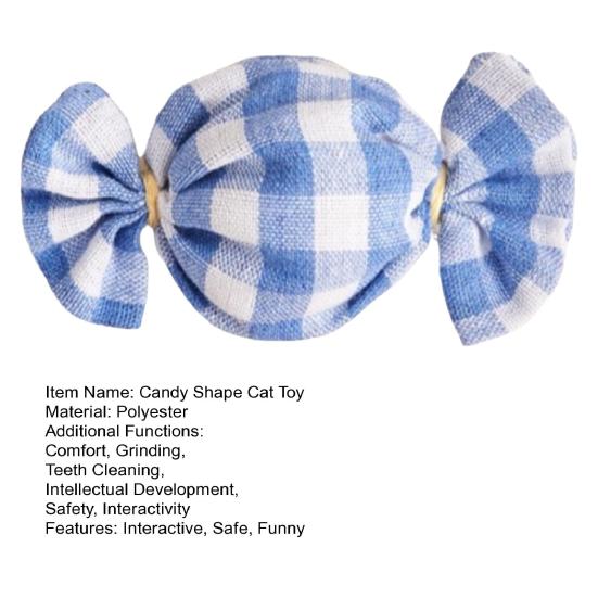 Plaid Candy Shape Cat Toy with Natural Catnip Self-Play Kitten Kick Toy Interactive
