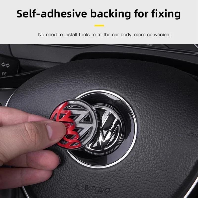 Car Steering Wheel Sticker Badge Carbon Fiber Pattern Decoration For VW GTI Passat B6 Golf Polo Jetta Caddy Beetle Tiguan Arteon
