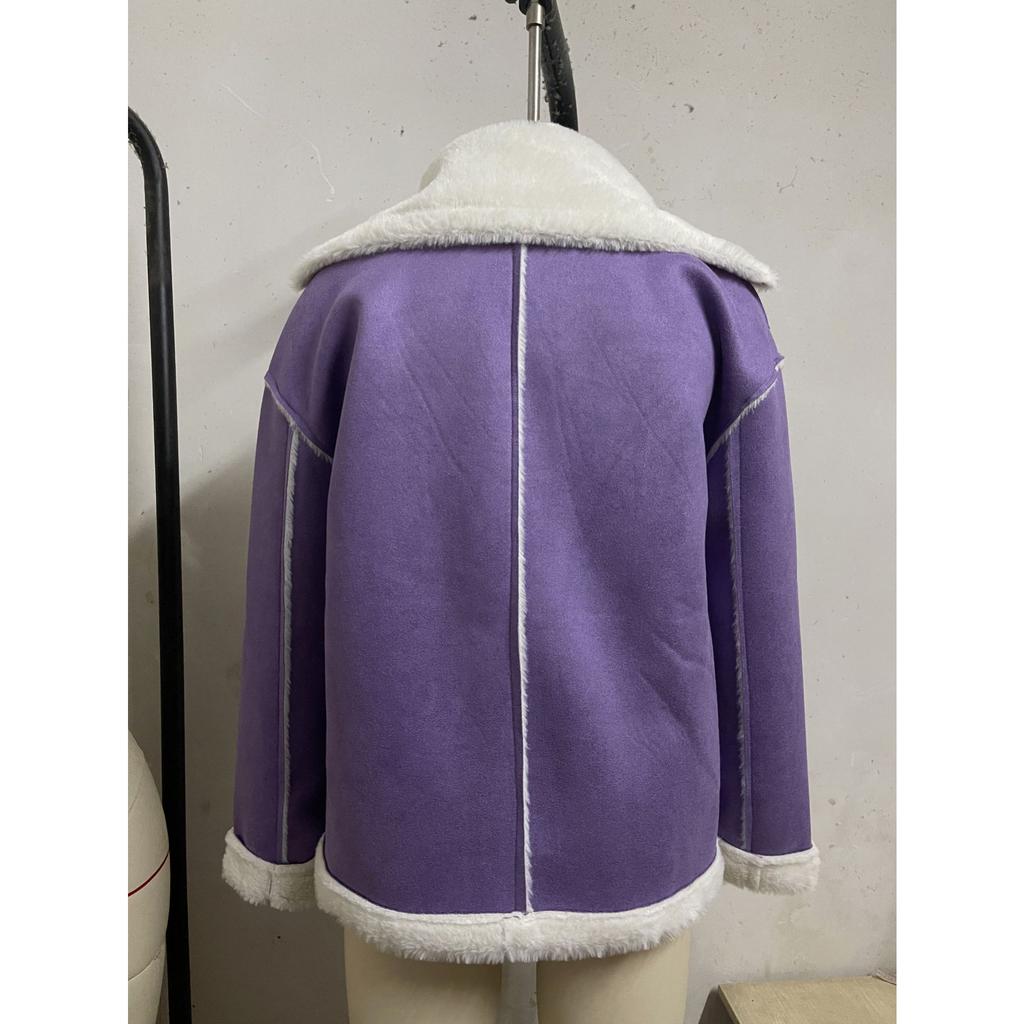 2026 New Women's Faux Fur Collar Jacket, Winter Warm Plush Cozy Casual Outwear with Fashionable Lapel Design for Cold Weather