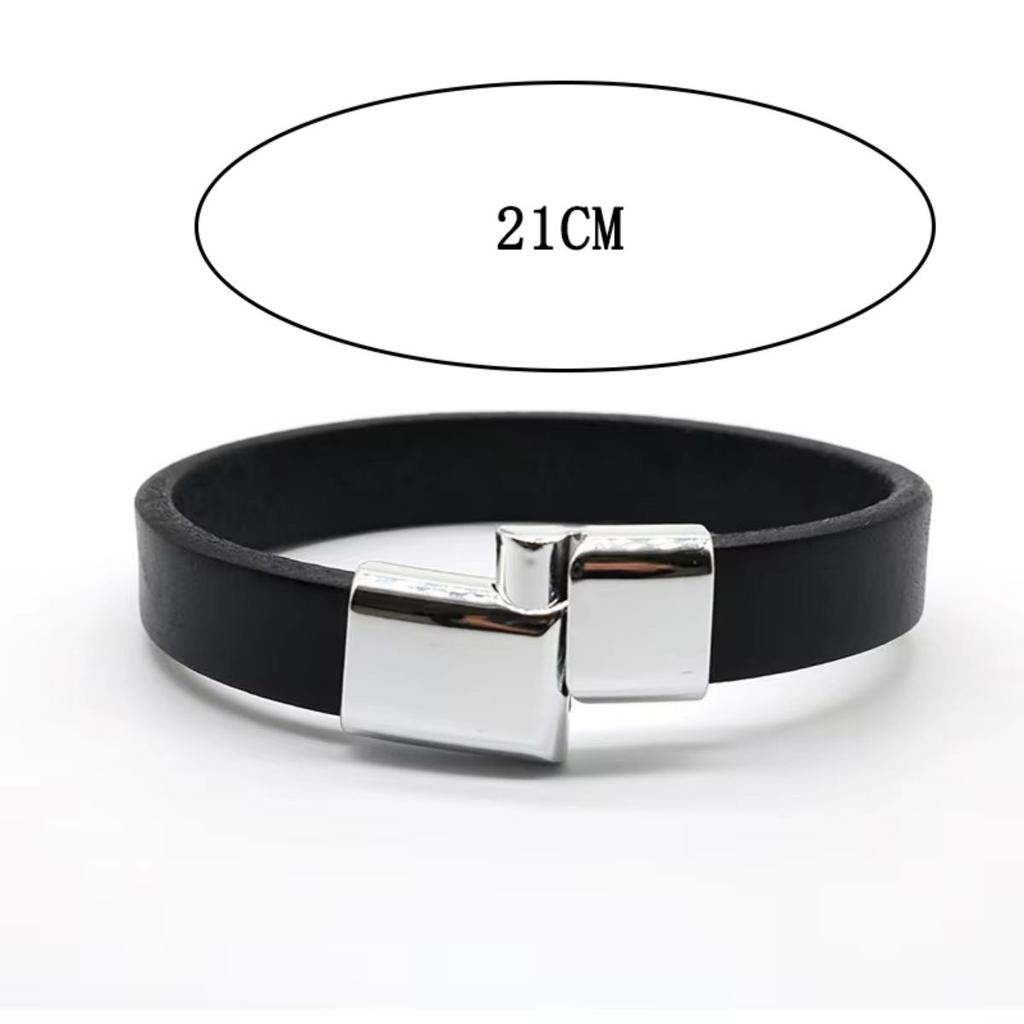 Bracciale Semplice in Pelle di Vacchetta Vintage per Uomo Versatile Creativo Fibbia Magnetica Bangles Gioiello Accessorio Tendenza Streetwear Maschile