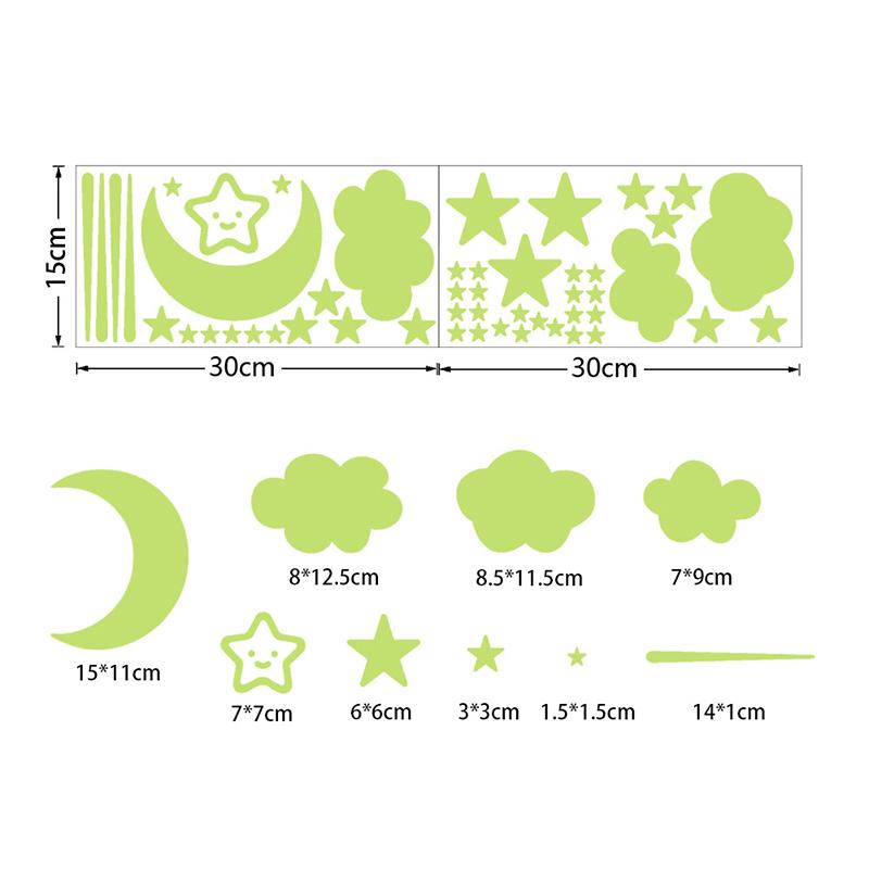 Glow-In-The-Dark Stickers Stars Moon Meteor Wall Stickers Bedroom Children'S Room Wall Decoration Cartoon Luminescent Stickers