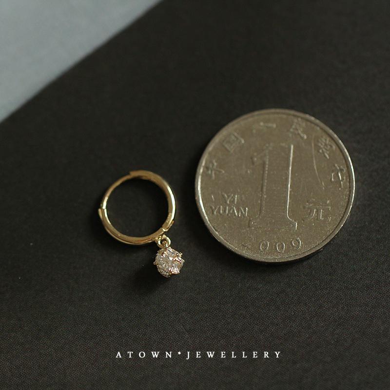Elegant 14K Gold Plated S925 Sterling Silver Hoop Earrings with Cubic Zirconia and Sterling Silver Ear Backs.