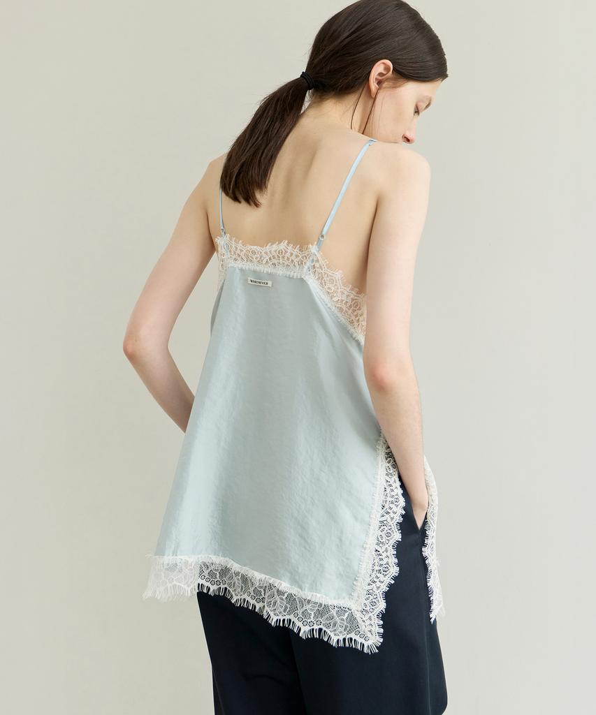 Leuba Silky Lace Layered Slip Top - Bliss Skyblue