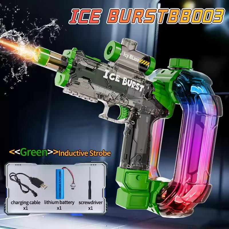 Ice Blast Energy Ring Electric Water Gun Automatic Continuous Large Capacity with Sound LED Light Summer Outdoor Toys for Kids
