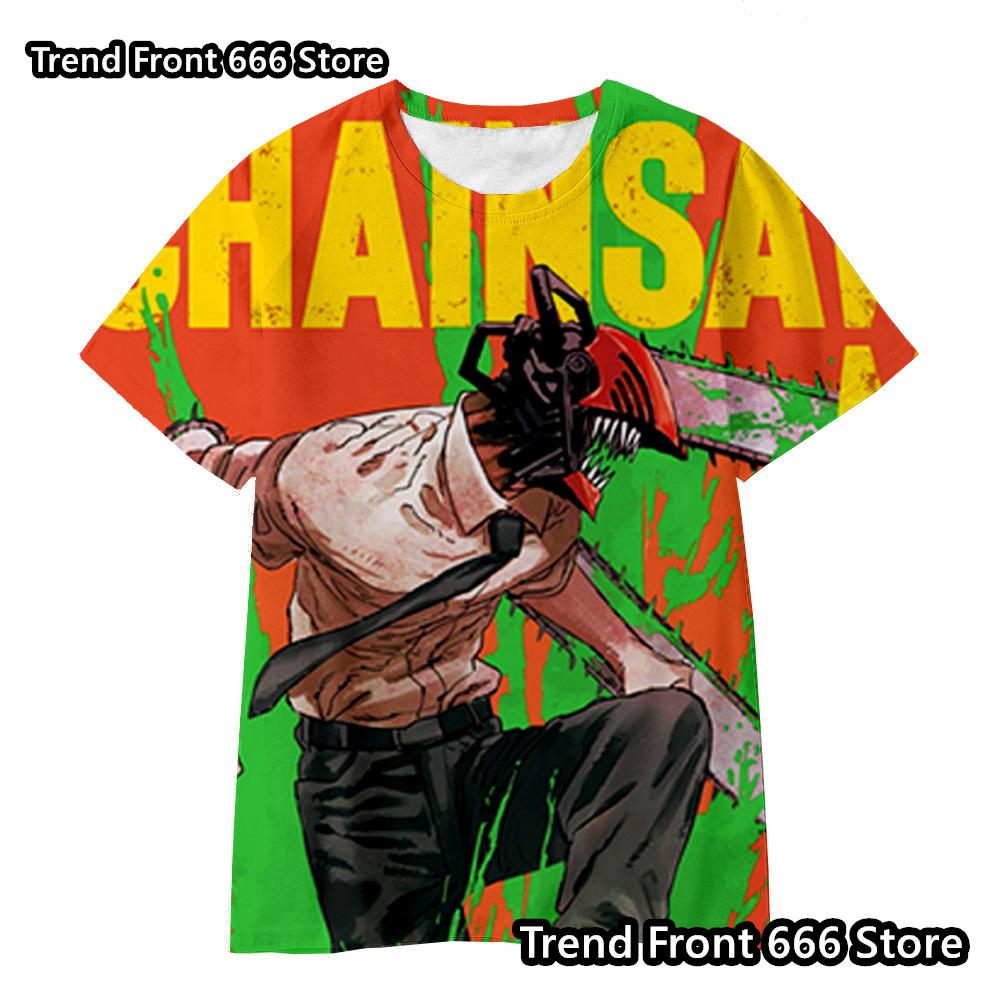 Chainsaw Man Anime 3d Prited Tops Boys Tshirt Girls Tshirts Children's Short Sleeve T-shirt Child Casual Clothes 4-14 Years