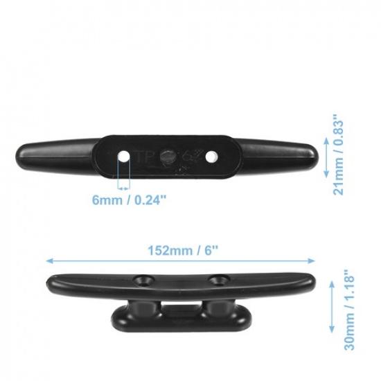 Universal 152mm 6'' Boat Cleat Rope Cleat Boat Dock Cleats Black Pack of 5