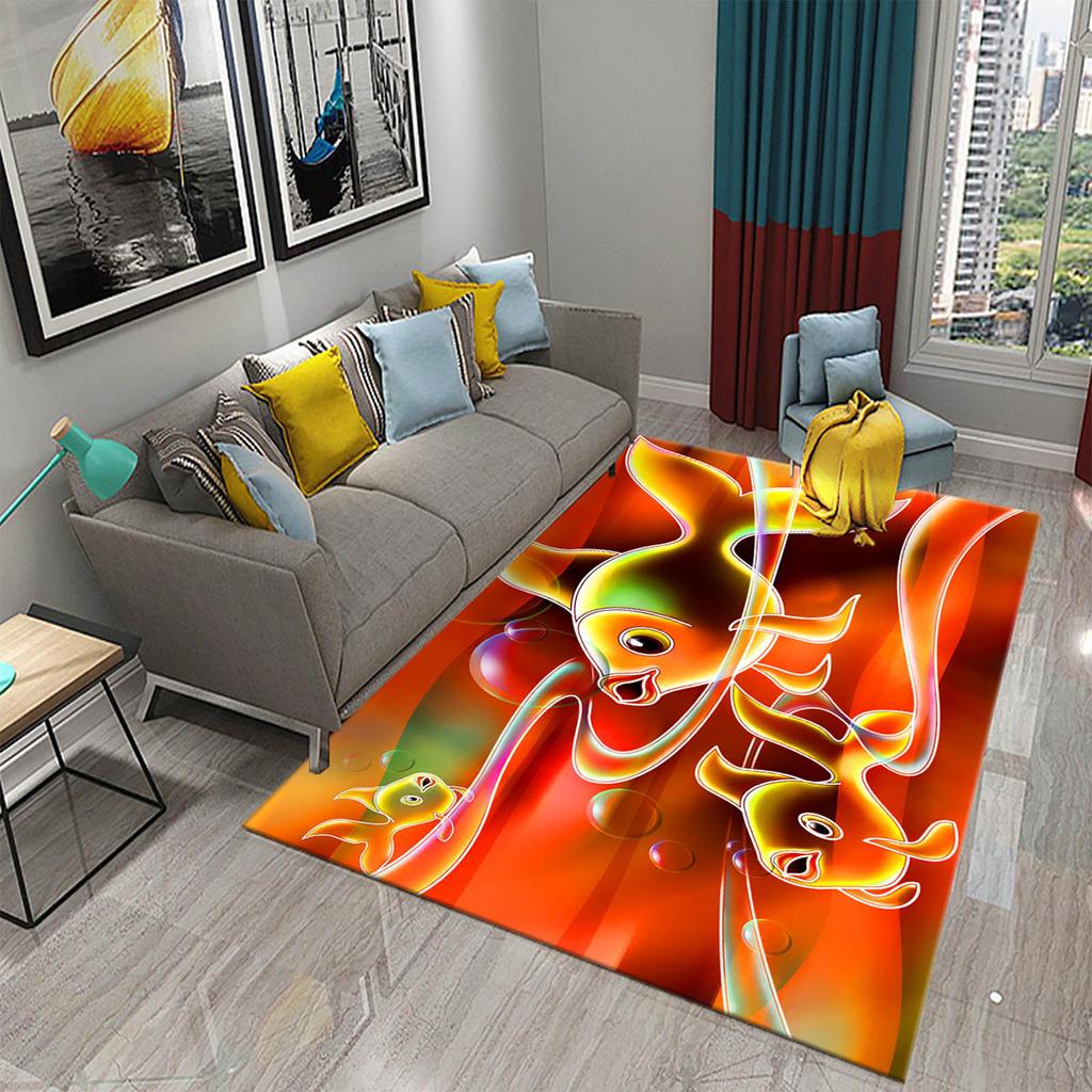 Living Room Kitchen Bedroom Entrance Rug Home Gift Cute Dreamy Goldfish Rug Bathroom Non-Slip Rug Mat