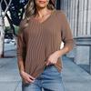 New Solid-color Twisted V-neck Long-sleeved T-shirt for Women In Autumn and Winter