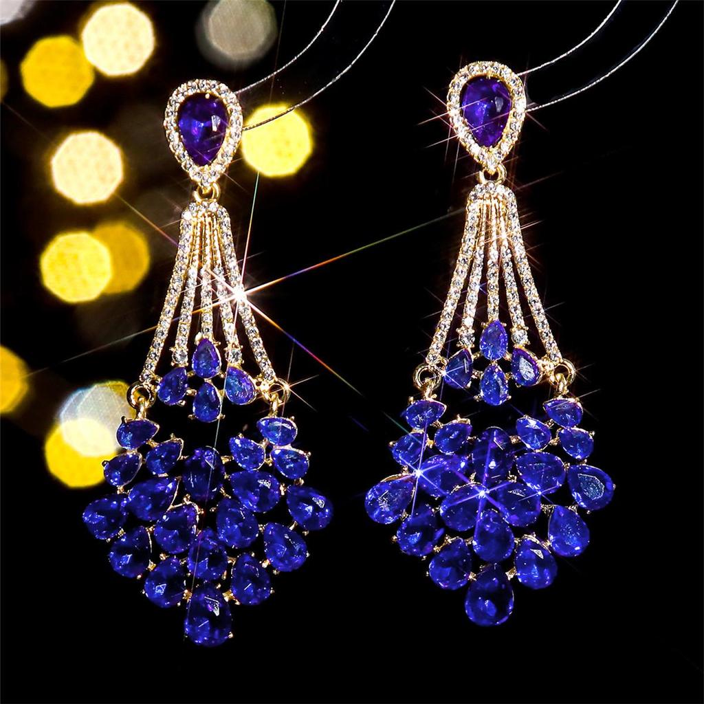 Bright Rhinestone Stud Earrings – Colorful, Bold European & American Style for Women