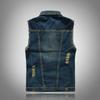 Men's Slim-fit Trend Men's Denim Vest Large Size Motorcycle Vest Waistcoat Ripped Men's Vest