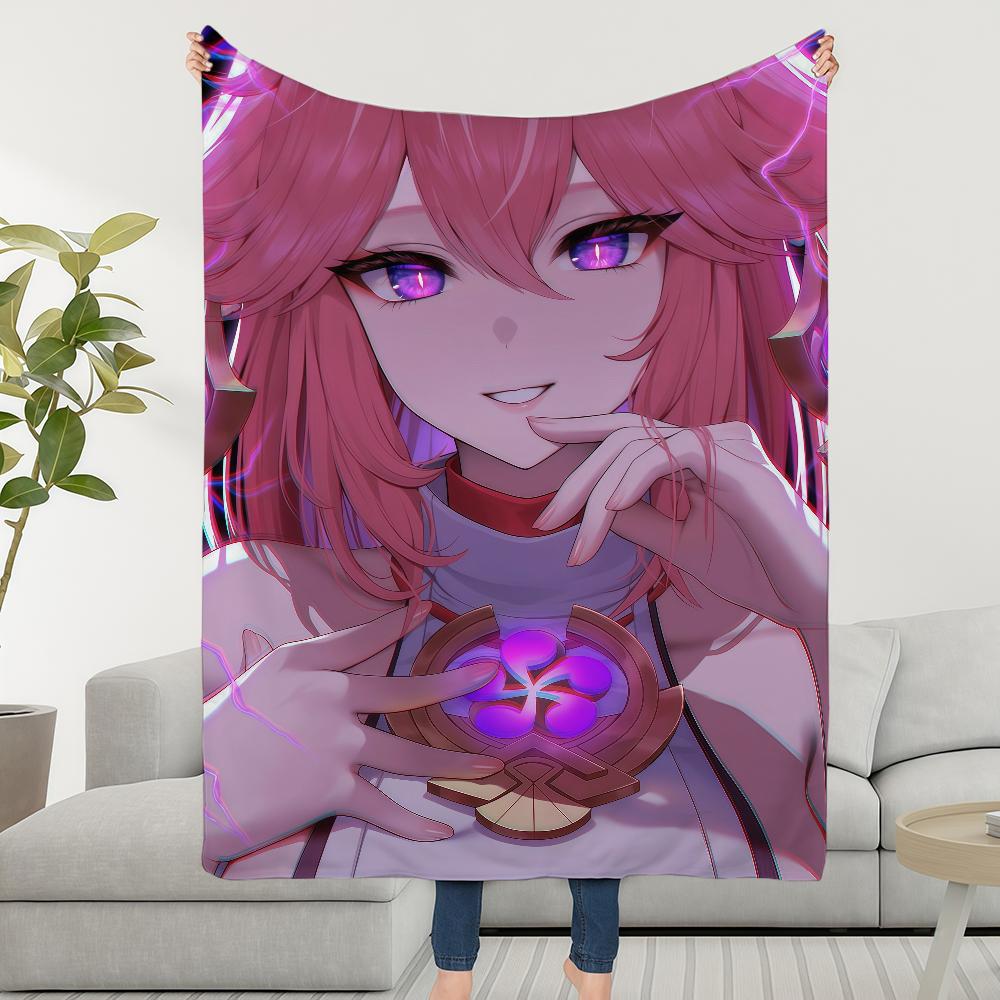 Impact Blanket Throw Super Cosy Plush Living Miko Room Sofa Couch Genshin Yae Childish Birthday Gifts