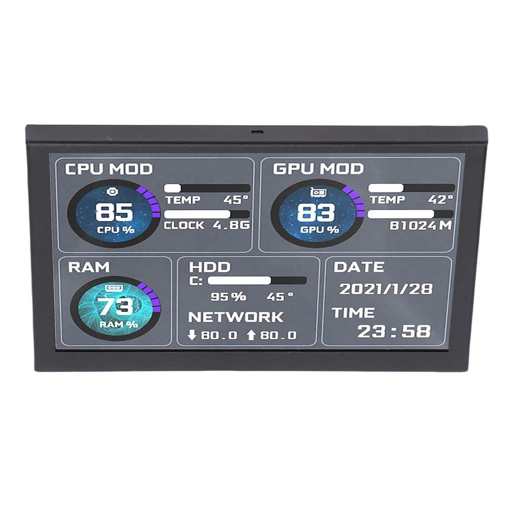 Computer Temp Display 5 Inch Dynamic Theme Supported USB Type C ARGB PC Case Sensor Panel PC Secondary Screen for