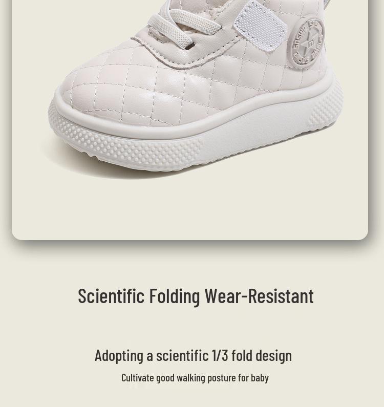 Spring & Fall Non-Slip Soft Sole Mid-Top Toddler Shoes - Boys & Girls Casual Leather Outdoor Board Shoes.