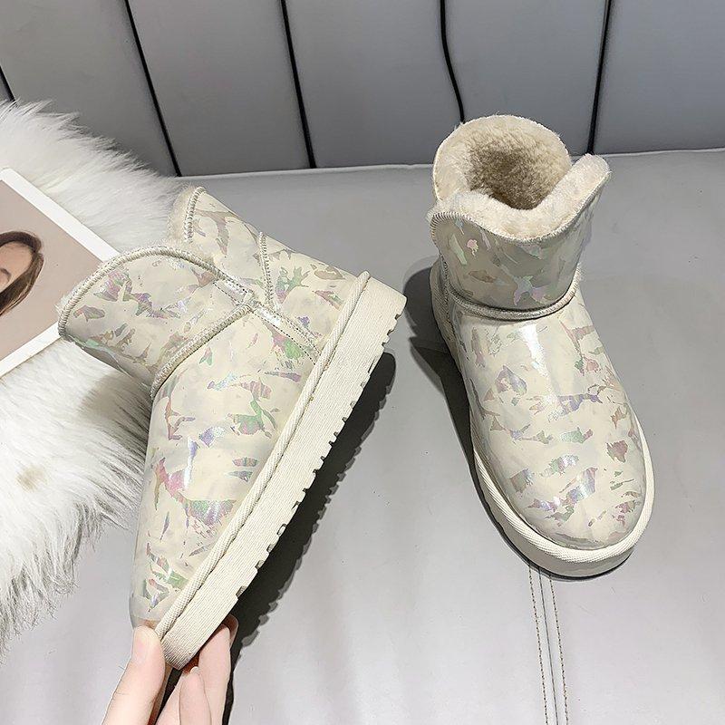 Botas De Mujer Plush Boots  for Women Fashion Winter Indoor Home Fluffy Warm Cotton Boots for Outdoor Fuzzy Cozy Slipper