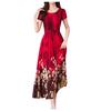 Women Fashion Summer Lady Elegant  Short Sleeve Retro Printing Dress