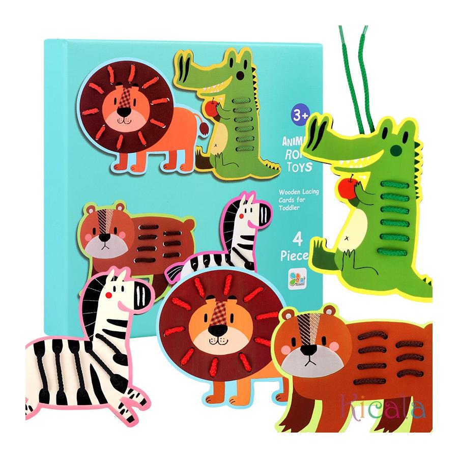 Holz Schnürspielzeug Montessori Sensorikspielzeug Nähkarten Schnürspiel für Kinder Vorschullernaktivität Feinmotorik