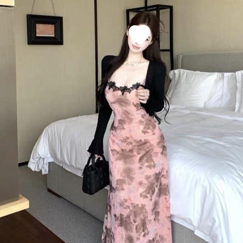 French Temperament Floral Suspender Dress Children Summer Pure Desire Spice Girl Sexy Seaside Vacation High-end Long Dress