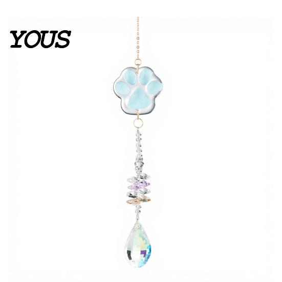Exquisite Craftsmanship Wind Chime Crystal Cat Paw Chimes, Suncatchers for Windows Hanging, Rainbow Light Prism Maker Indoor Outdoor Home Garden Decor