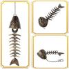 2PCS Fish Windchime,Fish Skeleton Windchime,Fish Bone Cast Iron Wind Chimes Vintage Metal Wind Chimes Outdoor Soothing Dura
