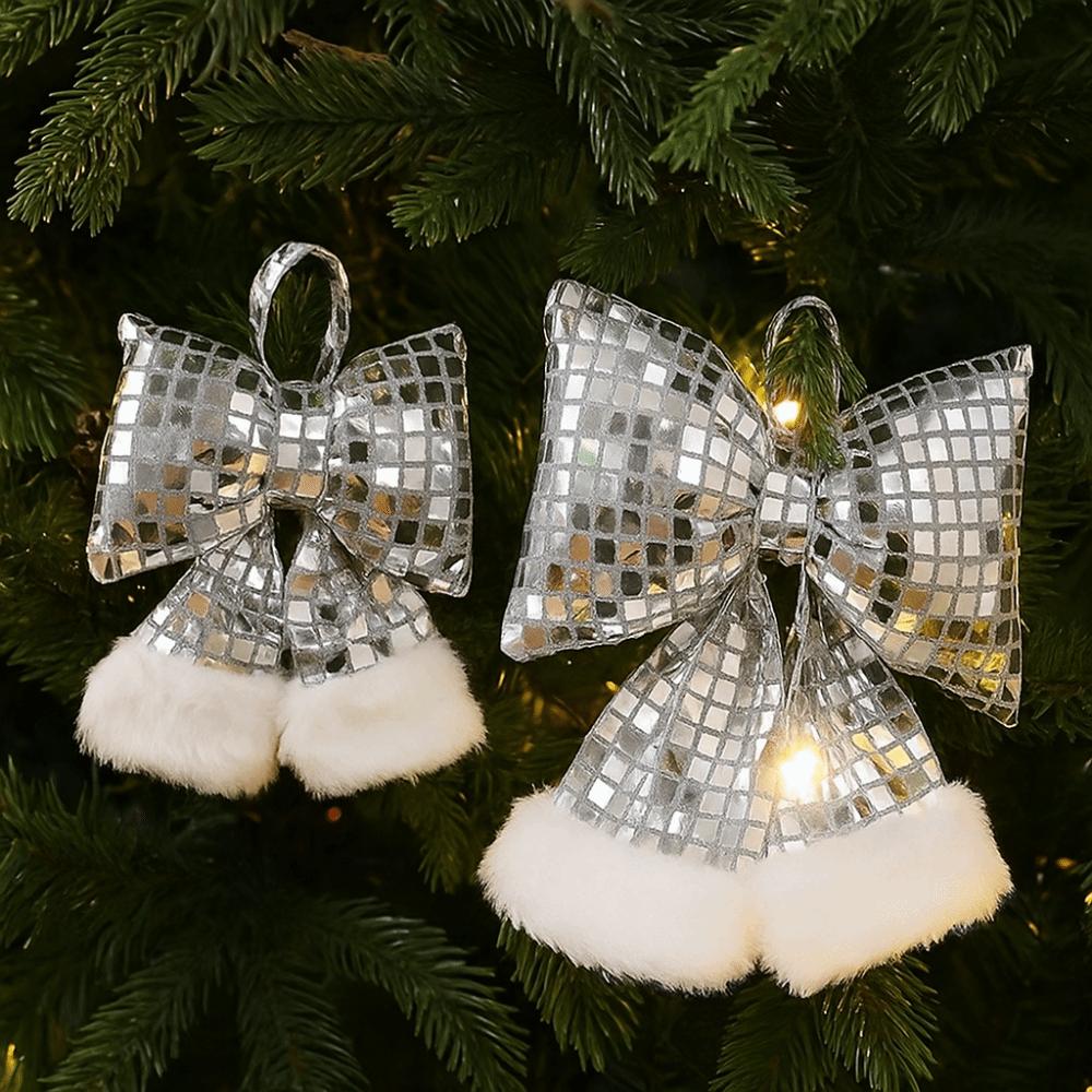 Creative Design Christmas Sequin Bow S/M/L Size Sparkling Christmas Tree Ornament Party Decoration Bow Pendant