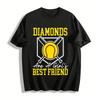 Diamonds Are A Girl's Best Friend Softball Themed Casual Tee Pure Cotton T-shirt